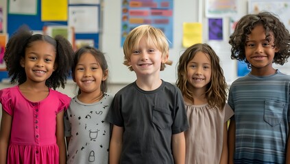 Smiling Students in Classroom, Diversity, and Education