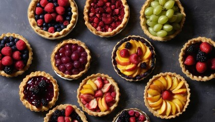 Wall Mural -  Delicious assortment of fruit tarts ready to be savored