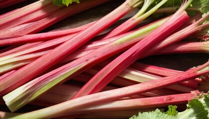 Wall Mural -  Freshly harvested rhubarb stalks ready for culinary delight