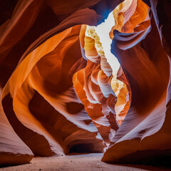 Sticker - A stunning watercolor illustration of Antelope Canyon in Arizona. Capture the dramatic, narrow passageways with their smooth, flowing sandstone walls,