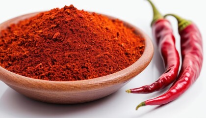 Poster -  Freshly ground red pepper in a wooden bowl