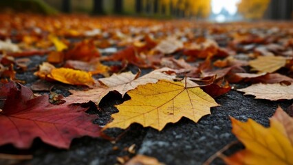 Wall Mural -  Autumns vibrant tapestry on the ground