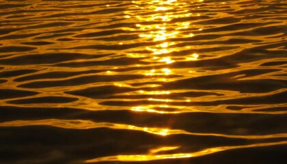 Sticker -  Golden ripples of a tranquil lake