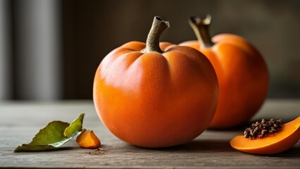 Sticker -  Autumns bounty  Pumpkins and squash on a rustic table