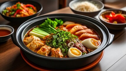 Poster -  Delicious Asian cuisine served in a traditional hot pot