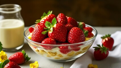 Sticker -  Deliciously fresh strawberries and cream a perfect summer treat