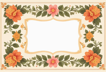 Floral Frame: Blank Card with Vibrant Flower Decorations