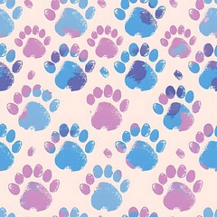 Wall Mural - seamless pattern with paw