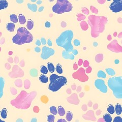 Wall Mural - seamless pattern with paw