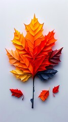 Wall Mural - A paper cut out of a maple leaf on a white surface