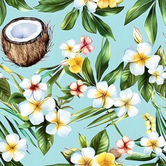 Wall Mural - coconut and flowers