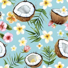 Wall Mural - coconut and flowers