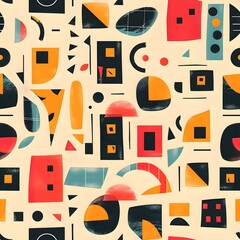 Wall Mural - seamless retro pattern with elements