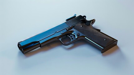 Wall Mural - A black handgun on a white surface