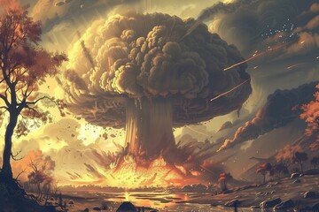 Wall Mural - Nuclear explosion and mushroom cloud