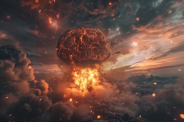 Wall Mural - Nuclear explosion and mushroom cloud