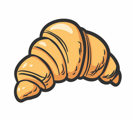 Sticker - there is a croissant on a white background with a black outline