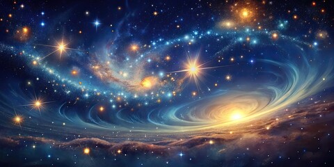 Wall Mural - abstract night sky background with shimmering stars and swirling galaxies, night, sky, abstract, bac