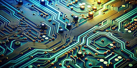 Canvas Print - Circuit board with intricate network of interconnected electronic components , technology, computer