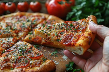 Delicious Fresh Pizza with Tomatoes and Basil