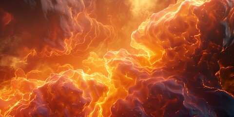 Wall Mural - Abstract fiery orange and yellow glowing cloud formations