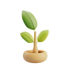 Poster - 3D Plant icon, on isolated transparent background