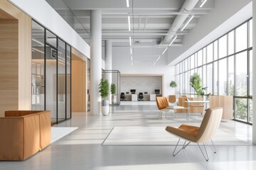 Wall Mural - Modern Office Lobby with Large Windows