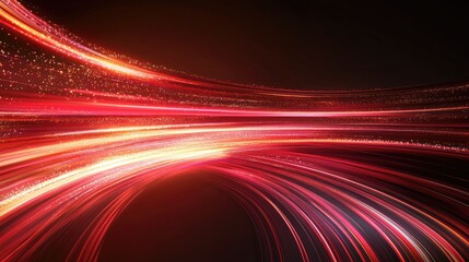 Wall Mural - dynamic red light trails create a mesmerizing effect on a dark background, perfect for technology or