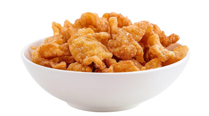 Bowl of pork rinds on transparent background