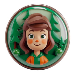 Canvas Print - Girl with Forest icon, on isolated transparent background