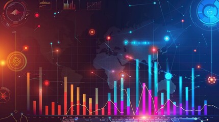 Digital business development chart with interactive elements