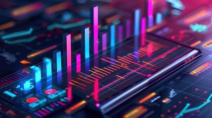Digital business development chart with interactive elements