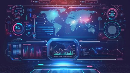 Digital business development chart with interactive elements