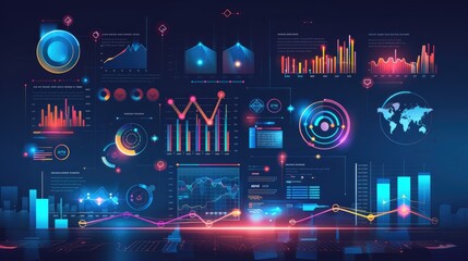 Digital business development chart with interactive elements