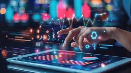 Digital business development chart with interactive elements