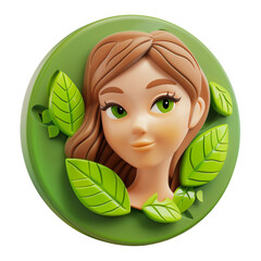 Canvas Print - Girl with Forest icon, on isolated transparent background