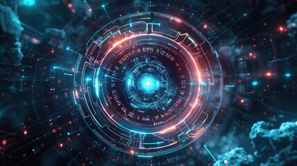 Digital marketing strategy layout with futuristic elements