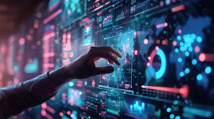 Digital marketing strategy layout with futuristic elements