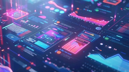 Digital marketing strategy layout with futuristic elements