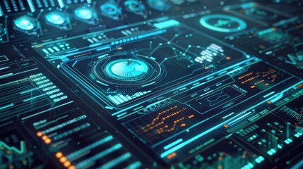Digital marketing strategy layout with futuristic elements