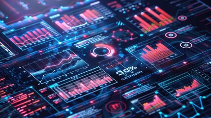 Digital marketing strategy layout with futuristic elements