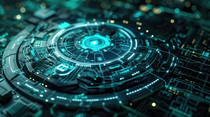Digital marketing strategy layout with futuristic elements