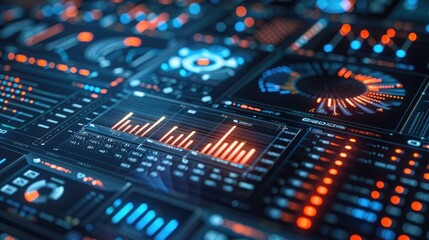 Digital marketing strategy layout with futuristic elements