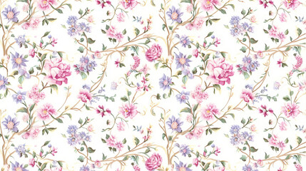 a beautiful vintage pastel floral pattern on white background,  patterns, background, wallpaper.