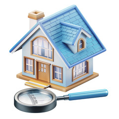 Poster - 3D Home Inspection icon, on isolated transparent background