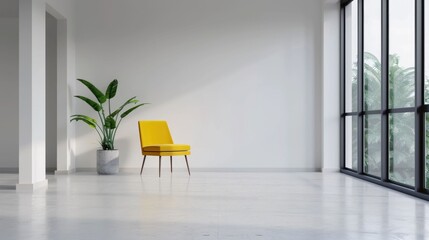 Wall Mural - Bright and Airy Minimalist Office Space Featuring Contemporary Furniture and Abundant Natural Lighting for a Comfortable and Productive Work Environment