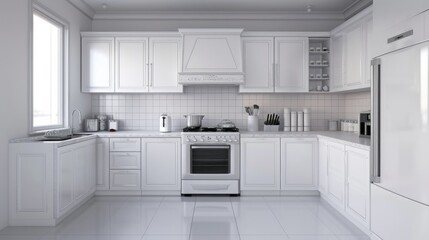 Wall Mural - Within the contemporary kitchen with its appliances.