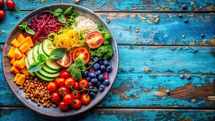 Wall Mural - Vibrant healthy plate featuring a colorful and textured composition, healthy, vibrant, plate, colorful, textures, fresh