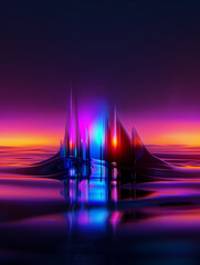 Wall Mural - a close up of a futuristic city with a colorful sky