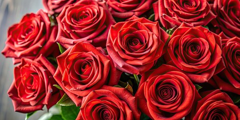 Close-up of a bouquet of red Valentine's Day roses, Valentine's Day, roses, flowers, love, romance, bouquet, red, celebration